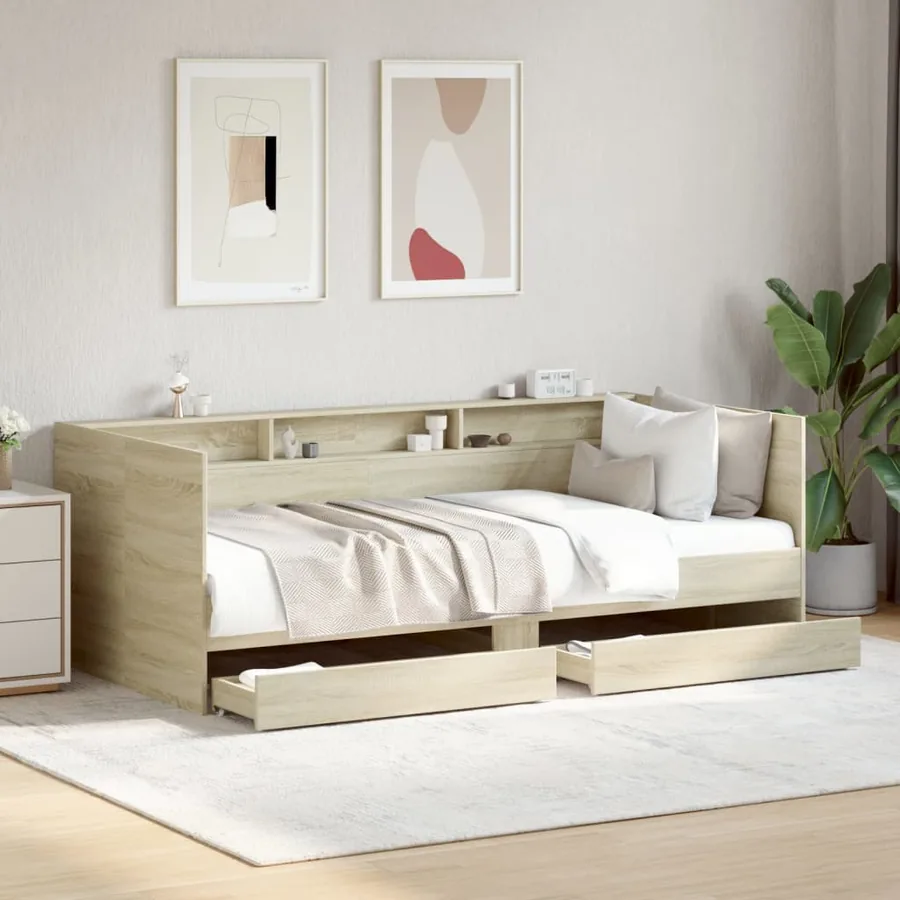 Lit de jour avec tiroirs sans matelas chêne sonoma 75x190 cm