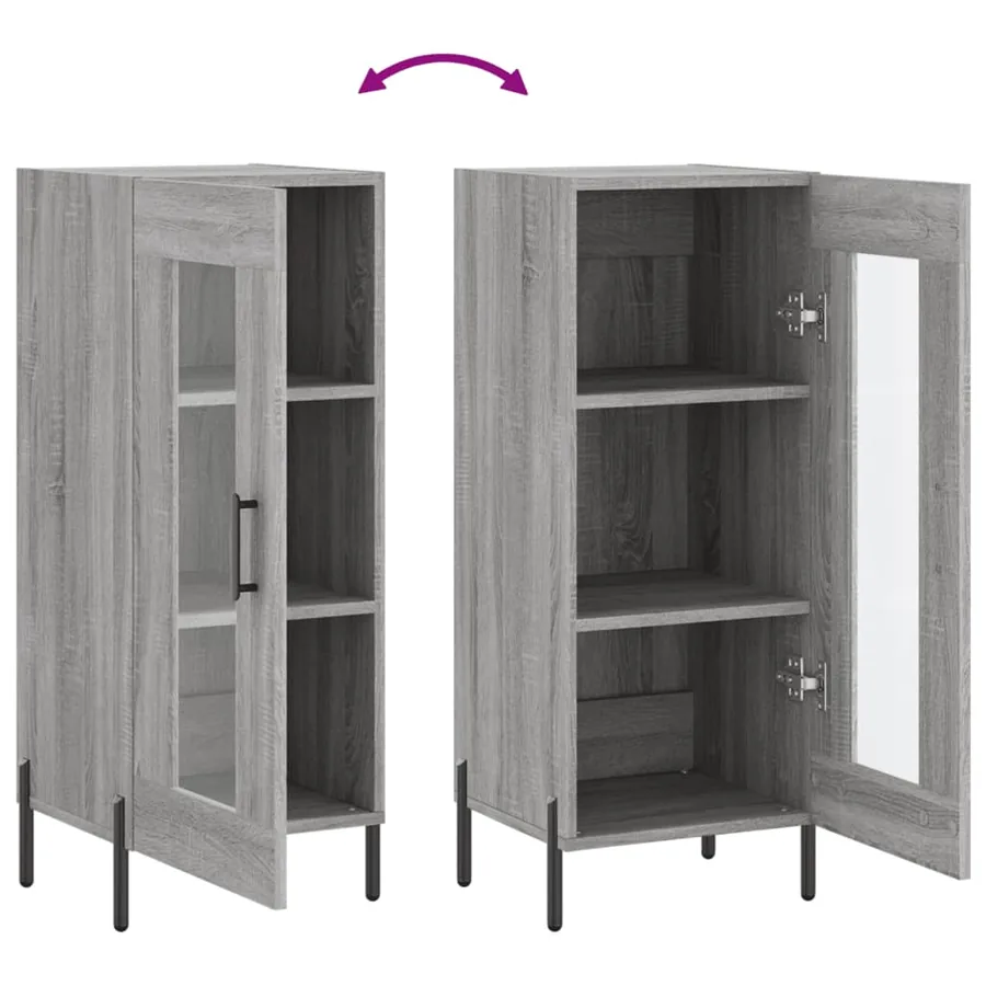Buffet Sonoma gris 34,5x34x90 cm Bois d'ingénierie - 9