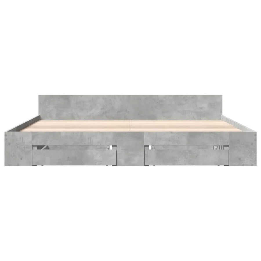 Cadre de lit avec tiroirs sans matelas gris béton 180x200 cm - 4