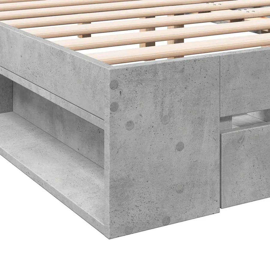 Cadre de lit avec tiroirs sans matelas gris béton 180x200 cm - 8