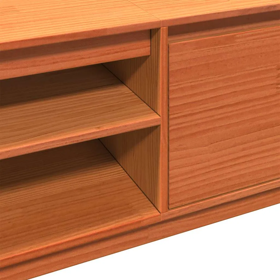 Meuble TV cire marron 140x35x40 cm bois pin massif - 10