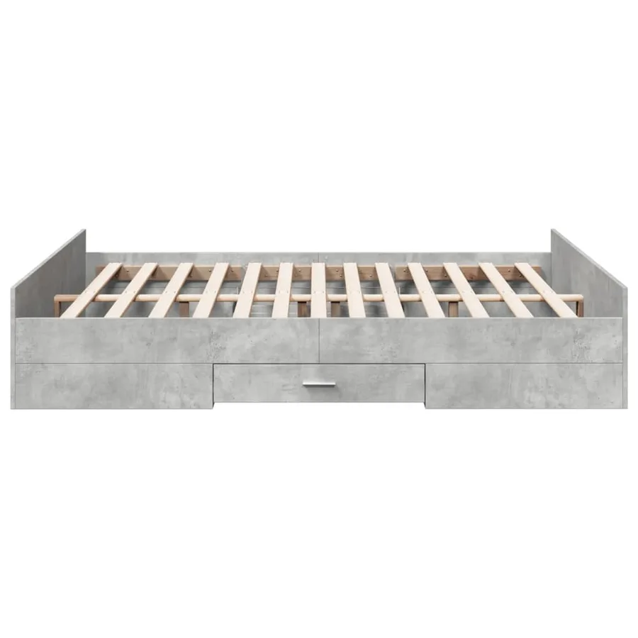 Cadre de lit avec tiroirs sans matelas gris béton 150x200 cm - 5
