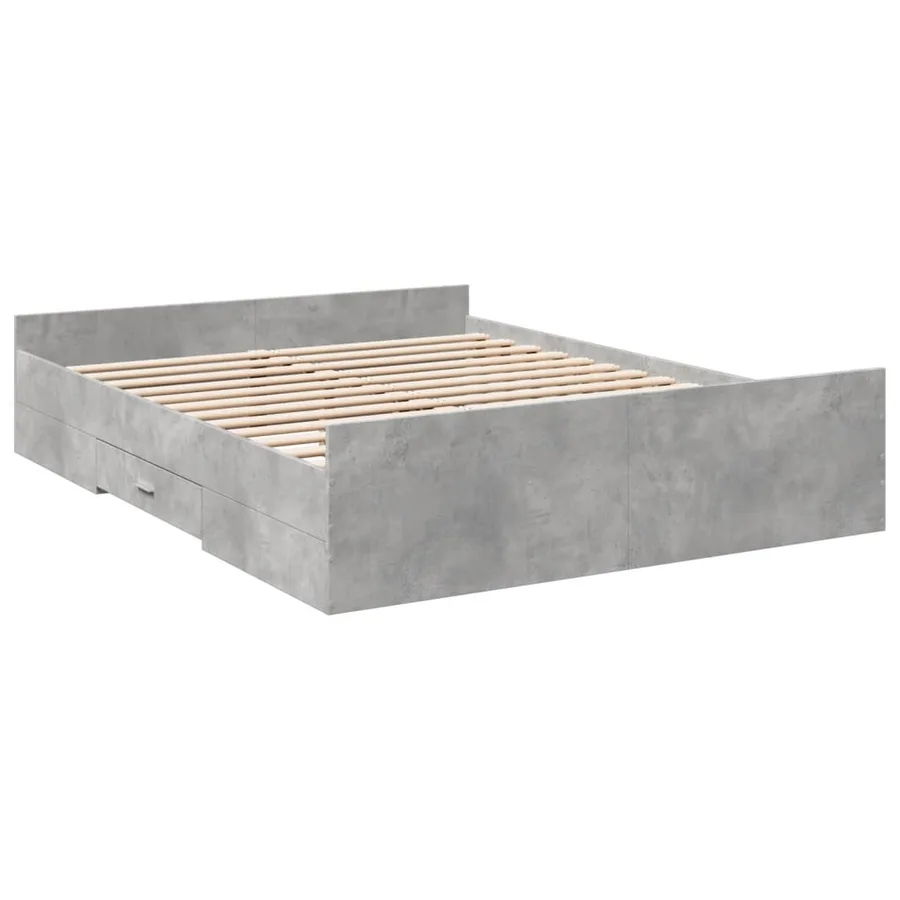Cadre de lit avec tiroirs sans matelas gris béton 150x200 cm - 6