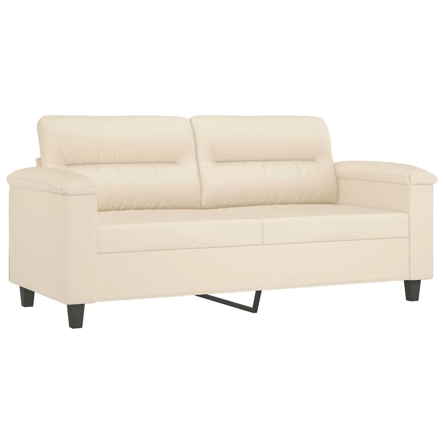 Ensemble de canapés 2 pcs avec coussins Beige Tissu microfibre - 4