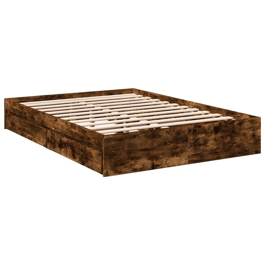 Cadre de lit avec tiroirs sans matelas chêne fumé 120x200 cm - 3