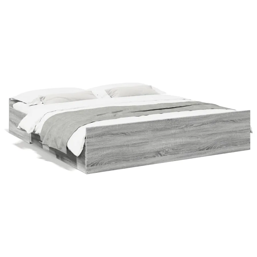 Cadre de lit avec tiroirs sans matelas sonoma gris 180x200 cm - 2