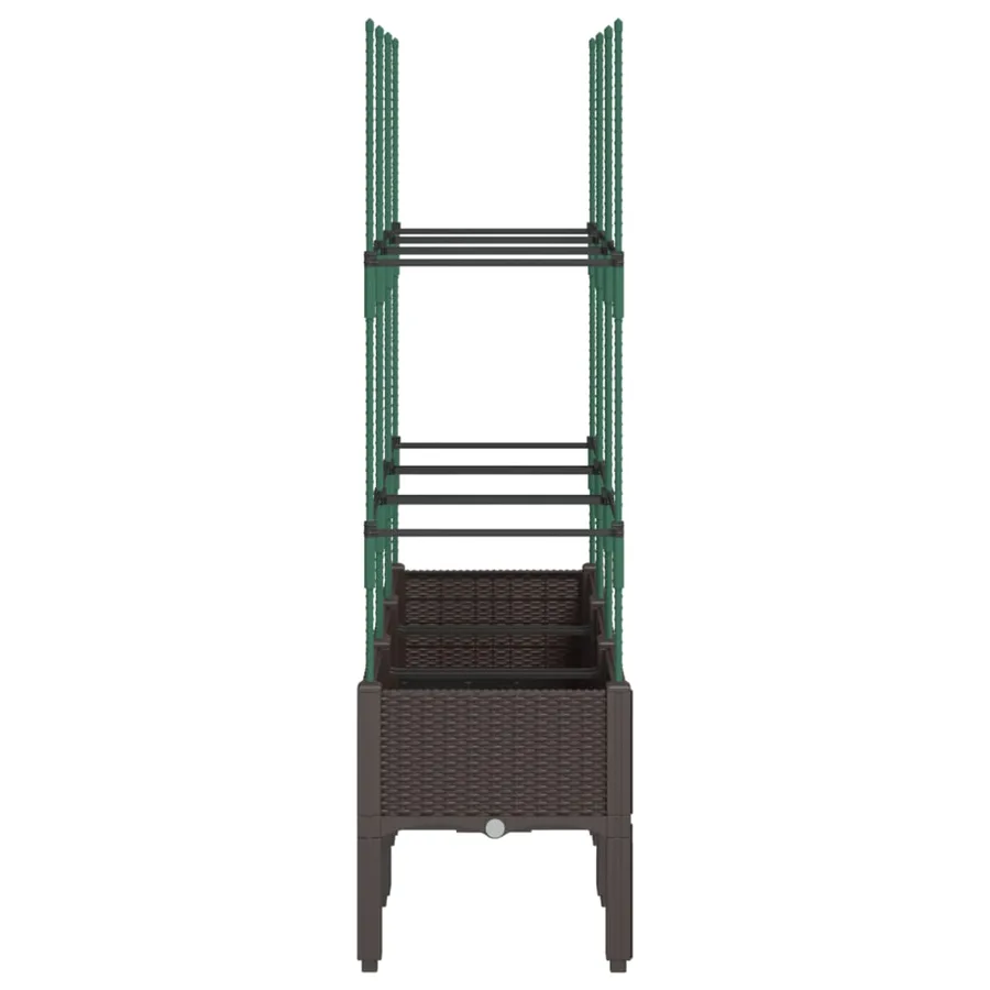 Jardinière avec treillis marron 120x40x142,5 cm PP - 4