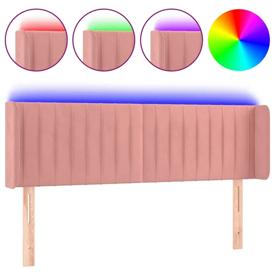 Tête de lit à LED Rose 147x16x78/88 cm Velours - 2