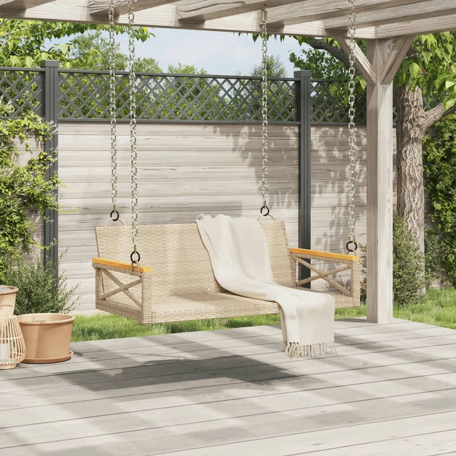 Balancelle beige 109x62x40 cm résine tressée - 3