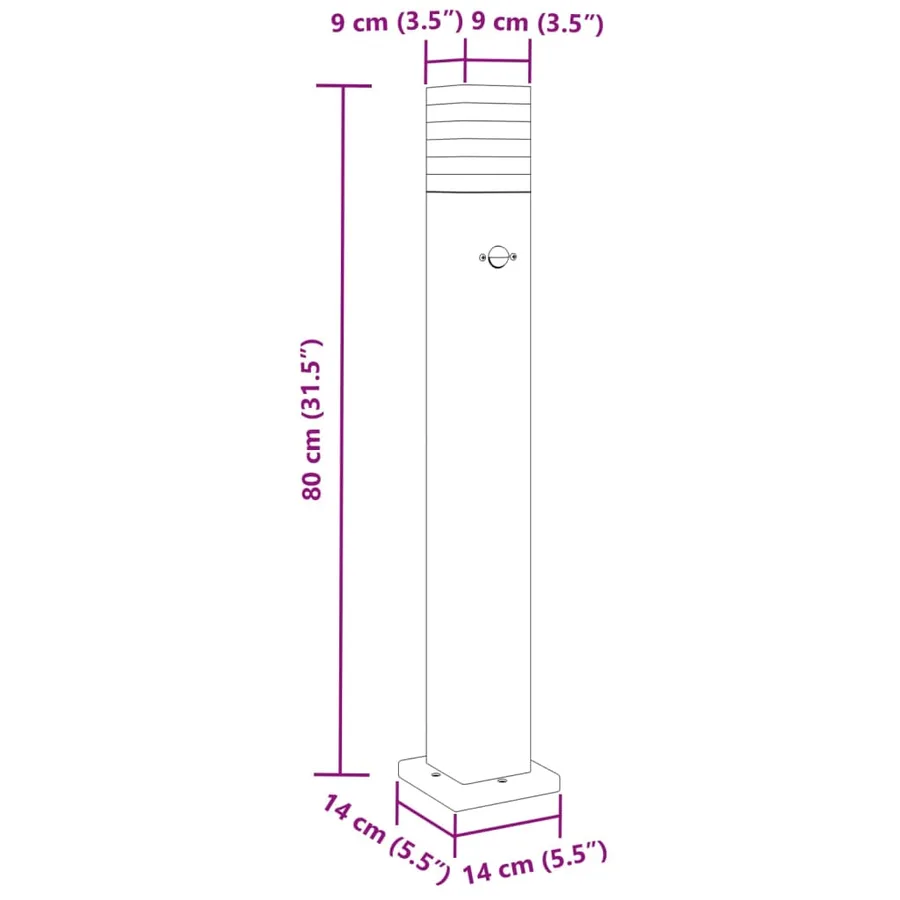 Lampadaire d'extérieur avec capteur noir 80 cm aluminium - 7