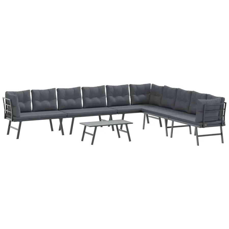 Ensemble de bancs de jardin avec coussins 5 pcs noir - 2