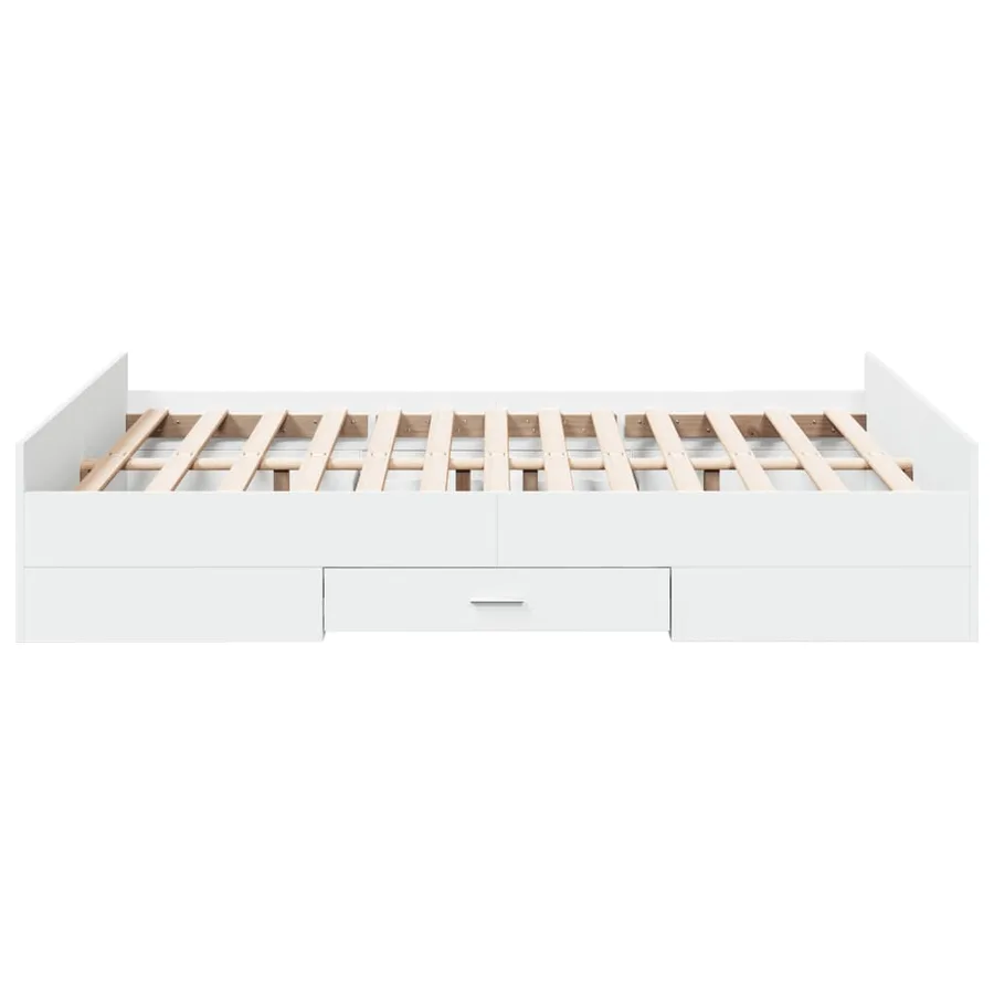 Cadre de lit avec tiroirs sans matelas blanc 140x190 cm - 5