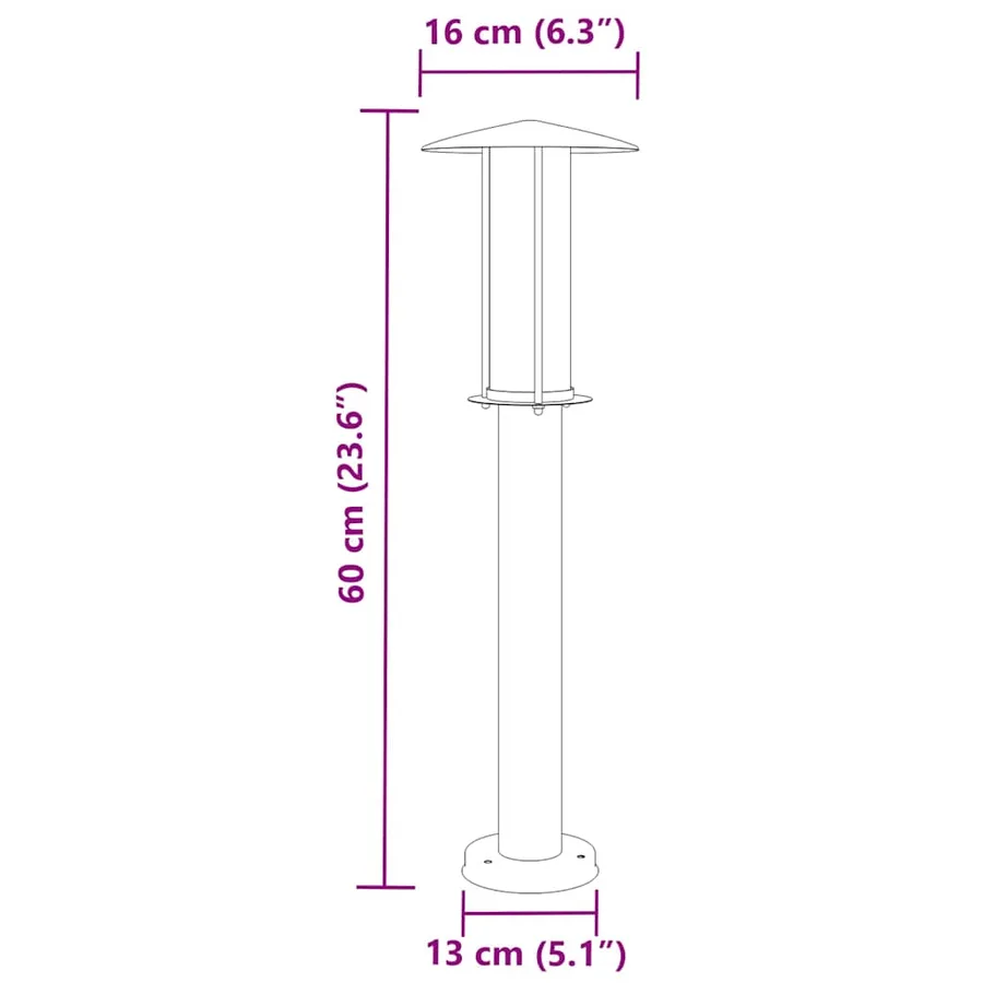 Lampadaire d'extérieur noir 60 cm acier inoxydable - 7