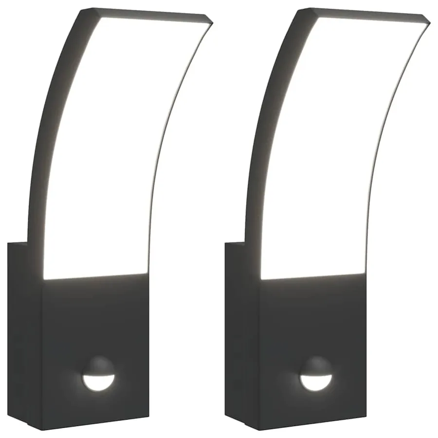 Appliques murales LED d'extérieur avec capteurs 2 pcs noir - 2