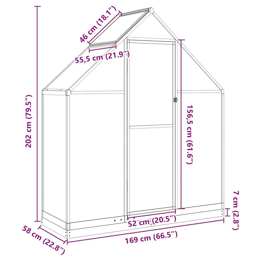 Serre avec cadre de base anthracite 169x58x202 cm aluminium - 10