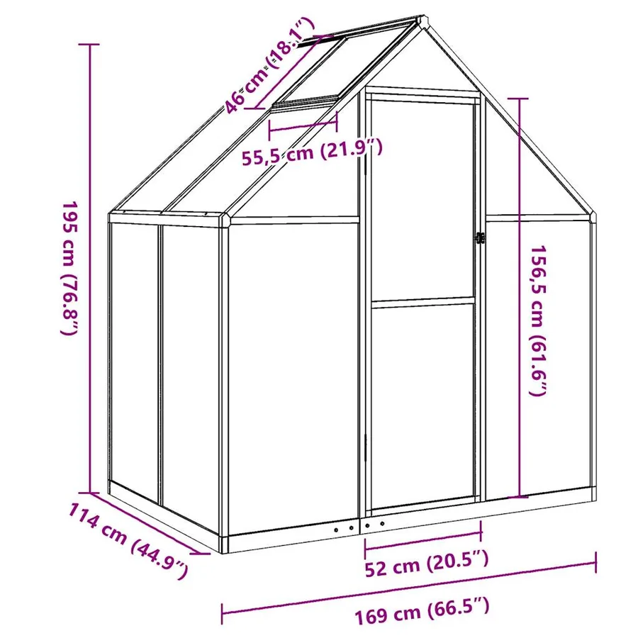 Serre avec cadre de base vert 169x114x195 cm aluminium - 10