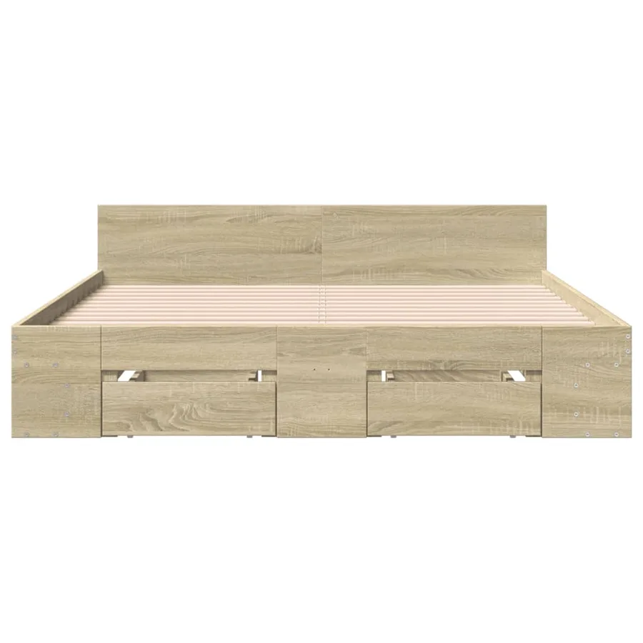 Cadre de lit avec tiroirs sans matelas chêne sonoma 140x190 cm - 4