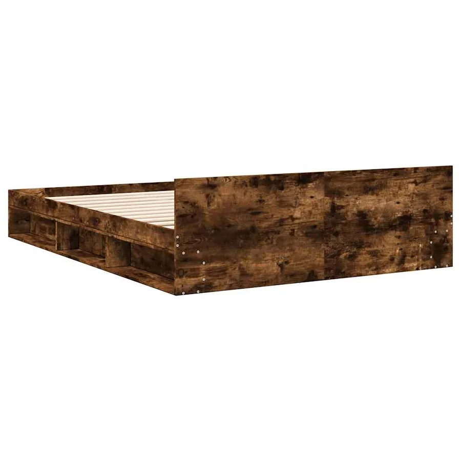 Cadre de lit avec tiroirs sans matelas chêne fumé 140x190 cm - 6