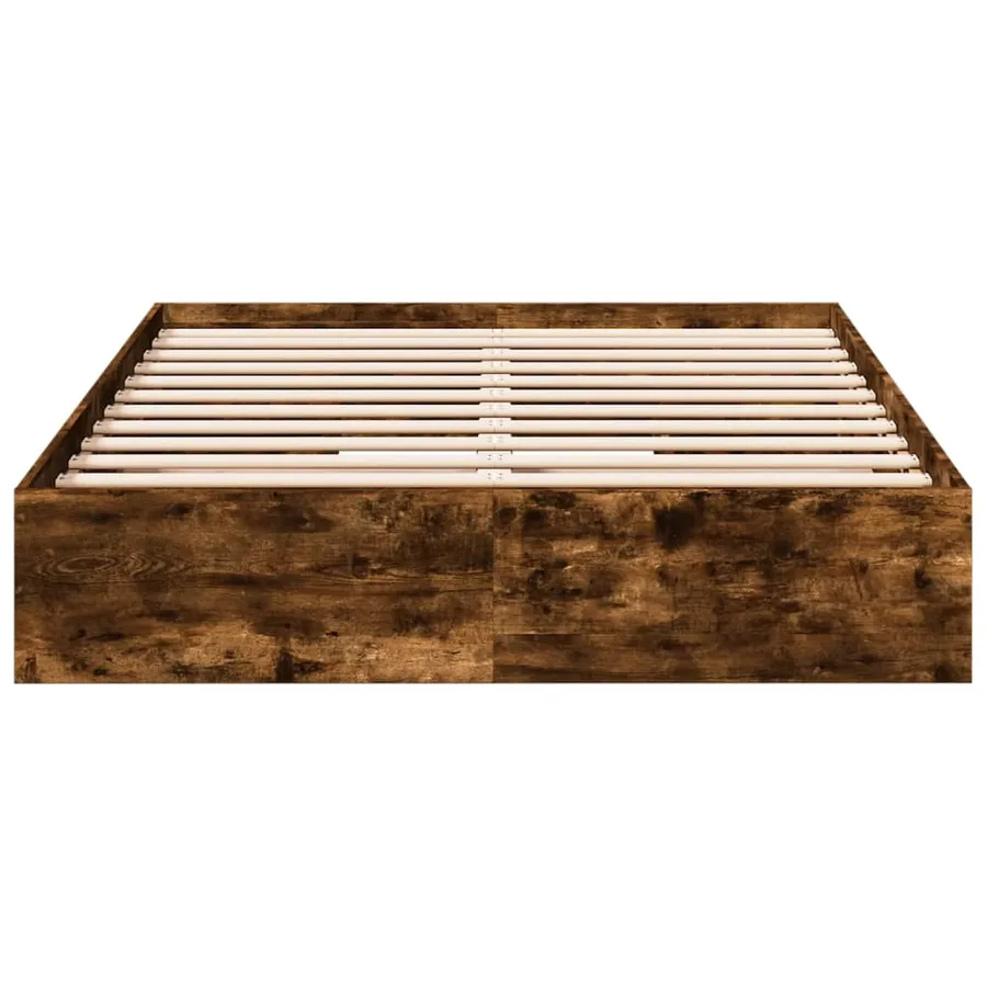 Cadre de lit avec tiroirs sans matelas chêne fumé 135x190 cm - 4