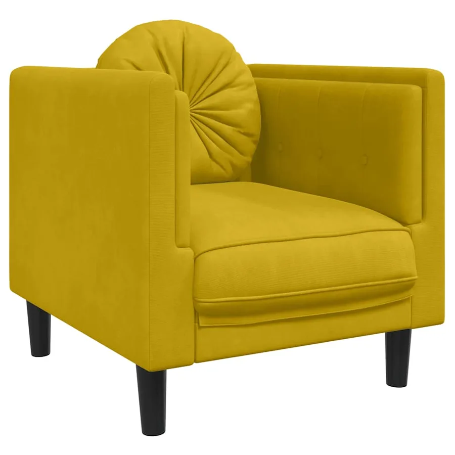 Ensemble de canapés 3 pcs avec coussins jaune velours - 4