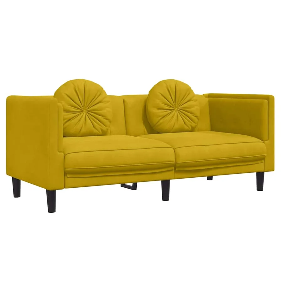 Ensemble de canapés 3 pcs avec coussins jaune velours - 5
