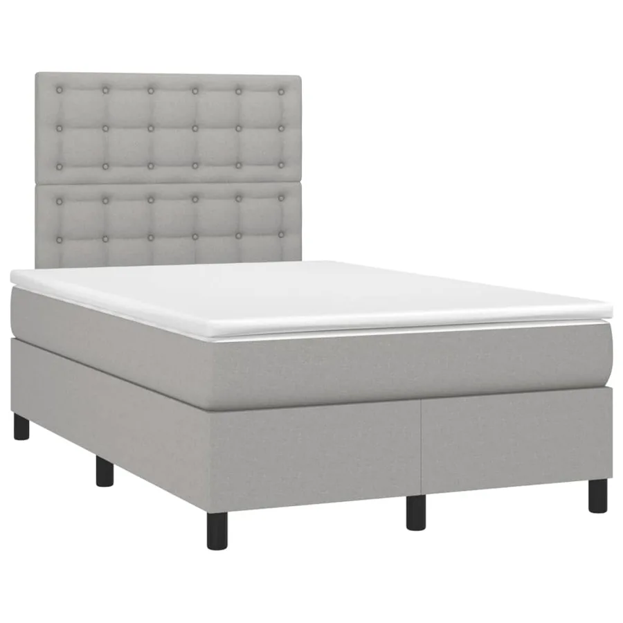 Sommier à lattes de lit matelas LED gris clair 120x190 cm tissu - 3