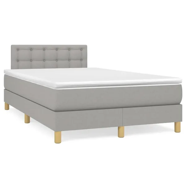 Sommier à lattes de lit matelas LED gris clair 120x190 cm tissu