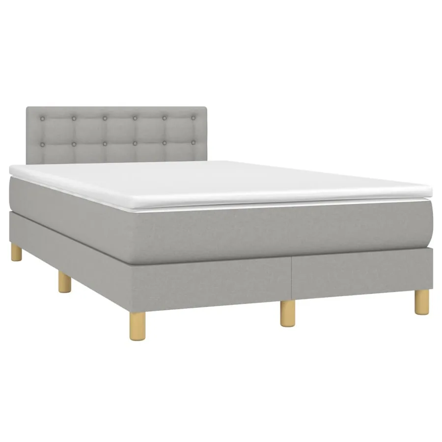 Sommier à lattes de lit matelas LED gris clair 120x190 cm tissu - 3