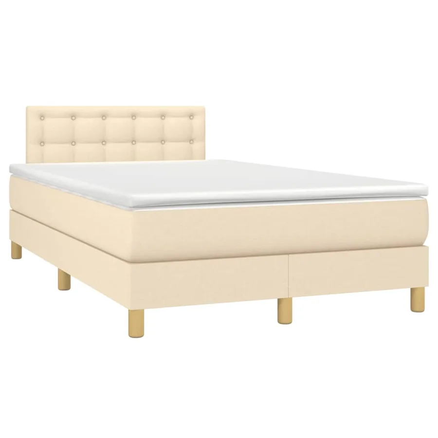 Sommier à lattes de lit matelas et LED crème 120x190 cm tissu - 3