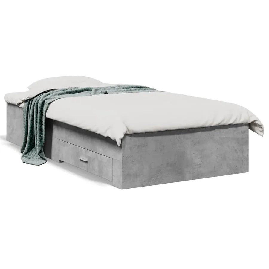 Cadre de lit avec tiroirs sans matelas gris béton 90x200 cm - 2