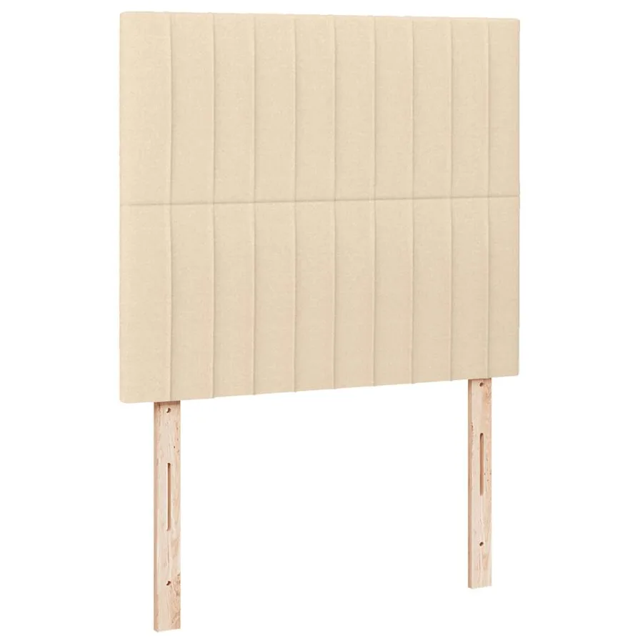 Sommier à lattes de lit matelas et LED crème 120x190 cm tissu - 9
