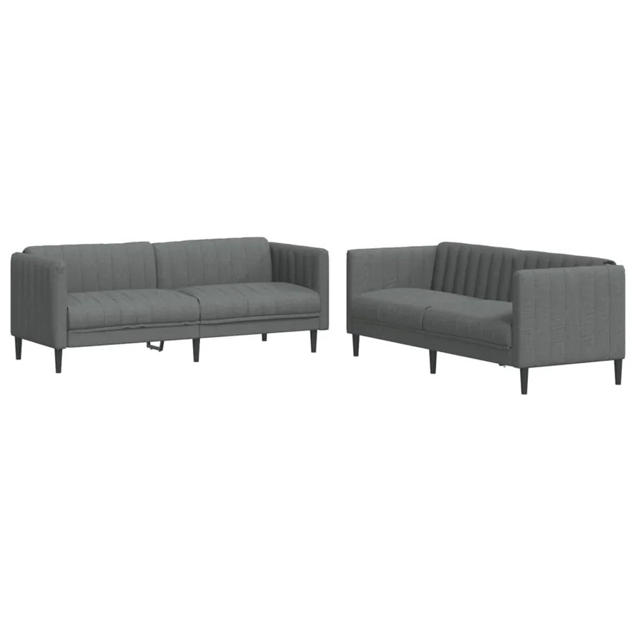 Ensemble de canapés 2 pcs gris foncé tissu - 2