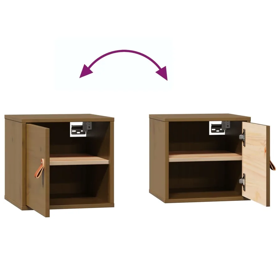 Armoire murale Marron miel 31,5x30x30 cm Bois de pin massif - 9