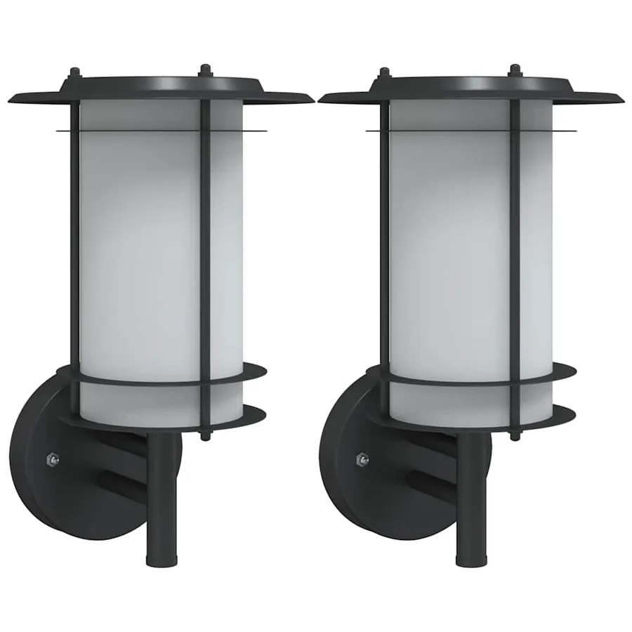 Appliques murales d'extérieur 2 pcs noir acier inoxydable - 2