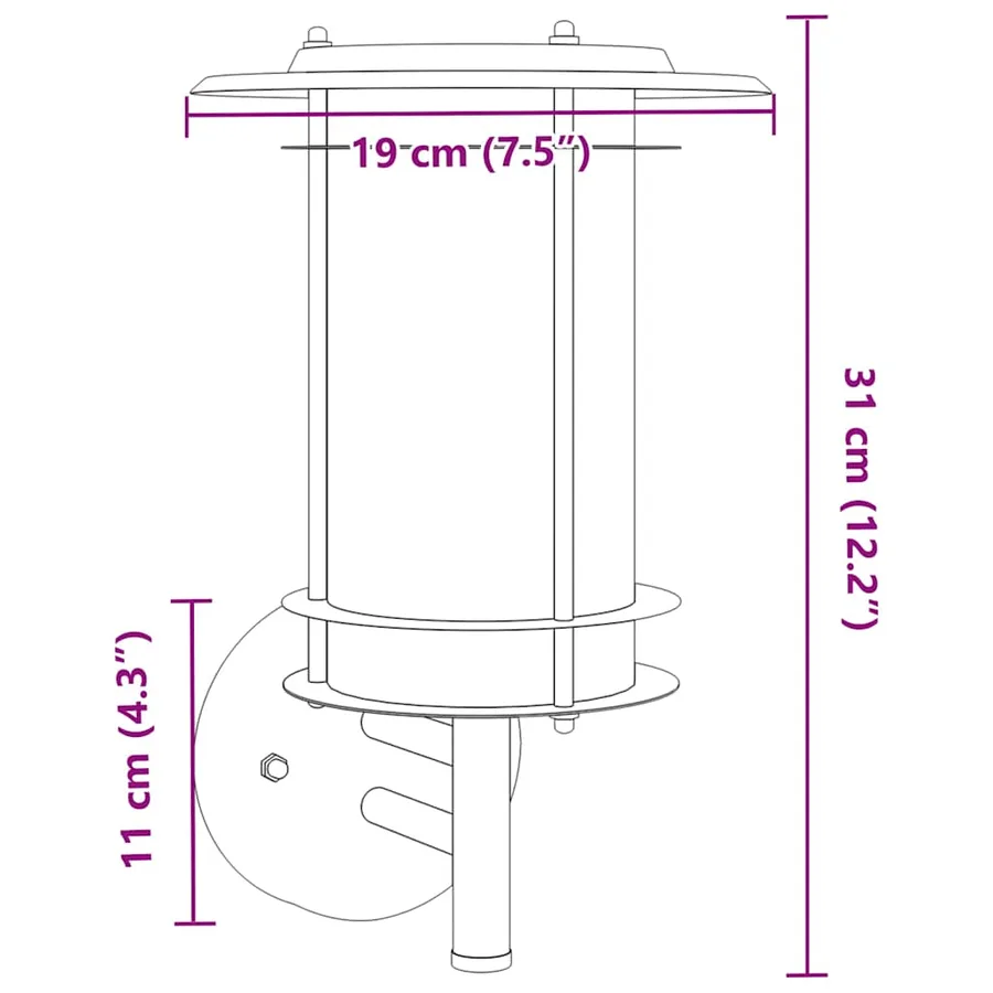 Appliques murales d'extérieur 2 pcs noir acier inoxydable - 7