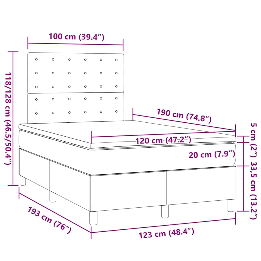 Sommier à lattes de lit avec matelas rose 120x190 cm velours - 9