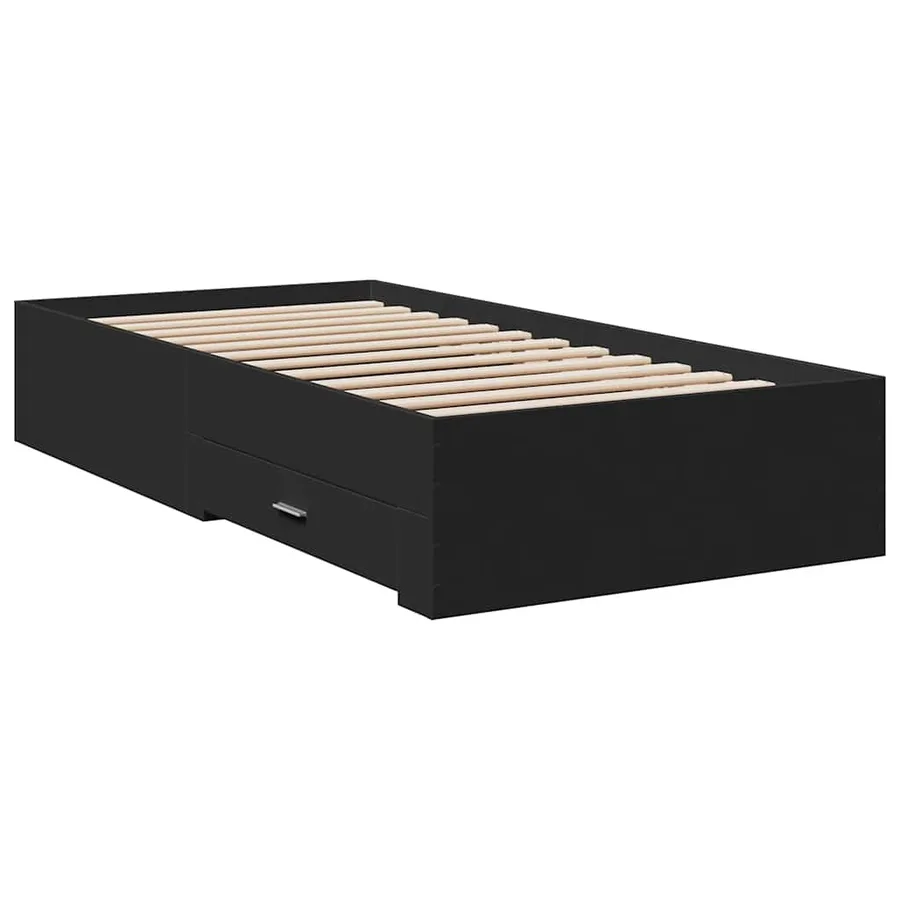 Cadre de lit avec tiroirs sans matelas noir 75x190 cm - 3