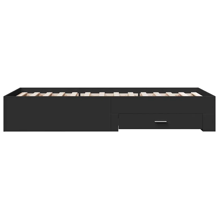 Cadre de lit avec tiroirs sans matelas noir 75x190 cm - 5