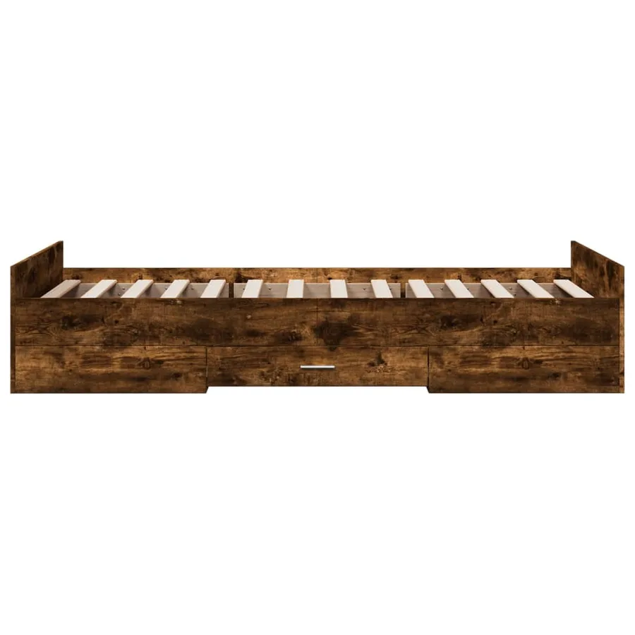 Cadre de lit avec tiroirs sans matelas chêne fumé 100x200 cm - 5