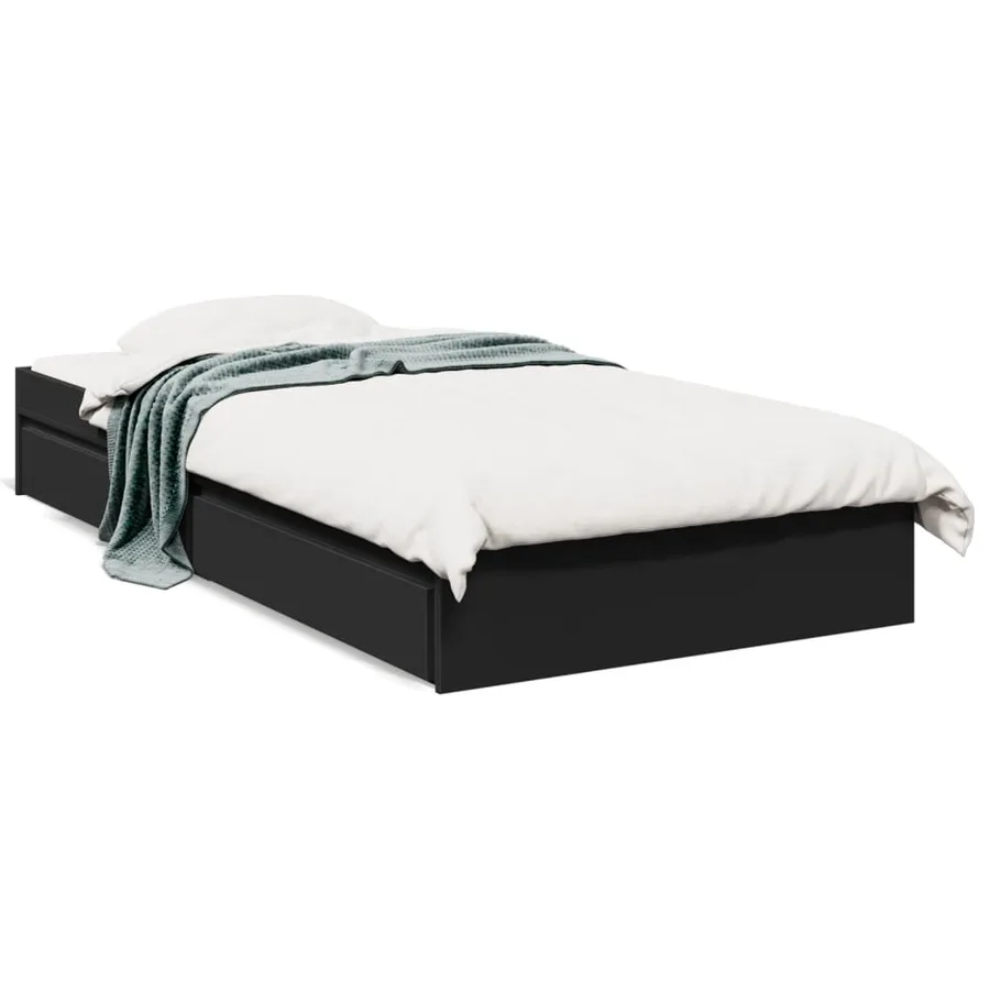 Cadre de lit avec tiroirs sans matelas noir 90x190 cm - 2