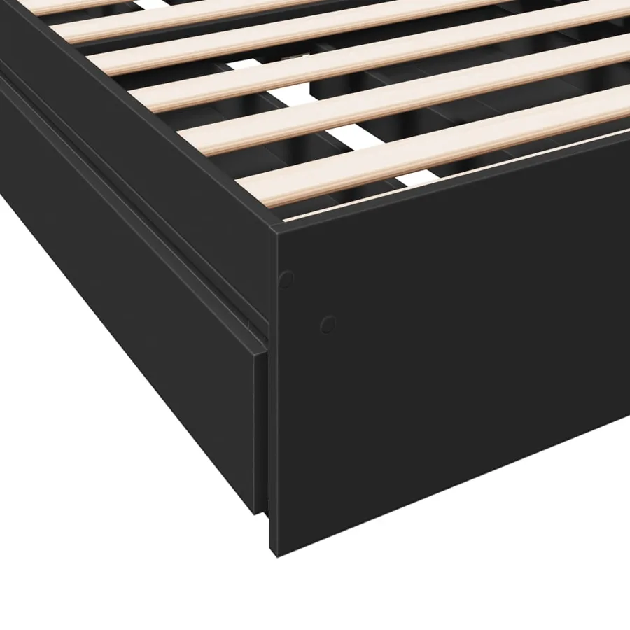 Cadre de lit avec tiroirs sans matelas noir 90x190 cm - 8