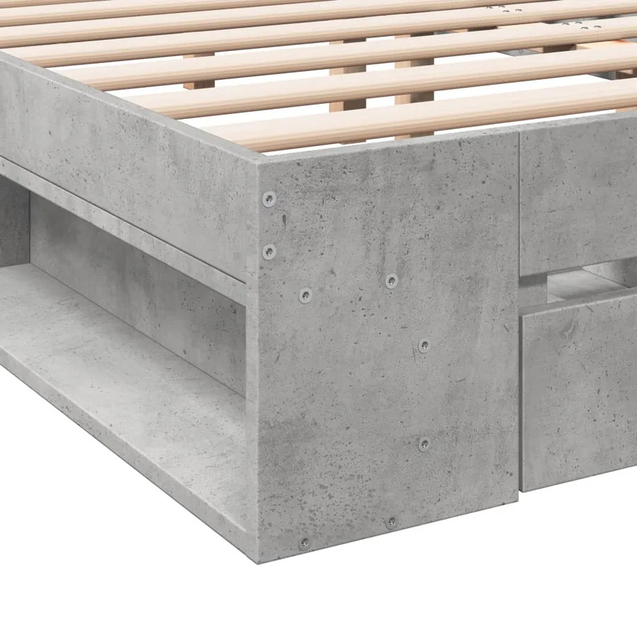 Cadre de lit avec tiroirs sans matelas gris béton 140x200 cm - 8