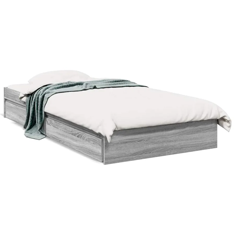 Cadre de lit avec tiroirs sans matelas sonoma gris 90x190 cm - 2
