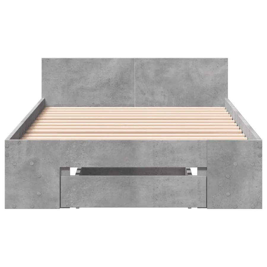 Cadre de lit avec tiroir sans matelas gris béton 100x200 cm - 4