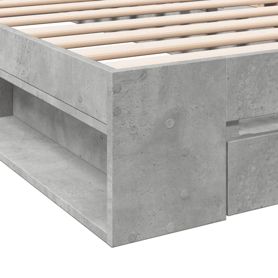 Cadre de lit avec tiroir sans matelas gris béton 100x200 cm - 8