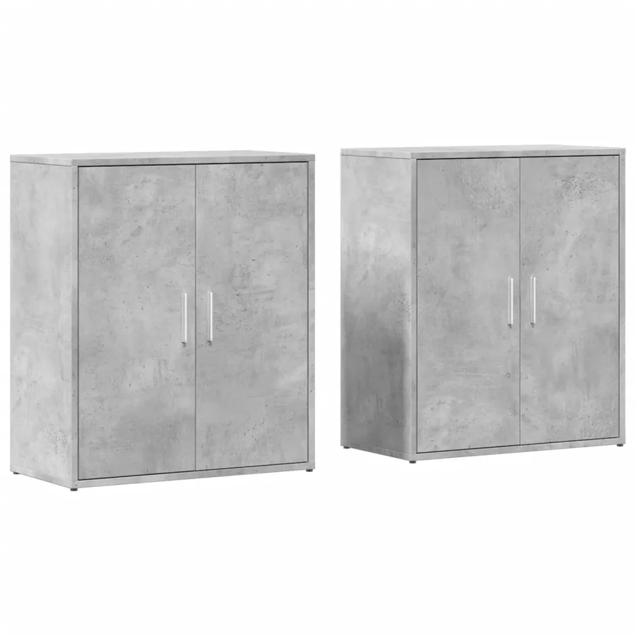 Buffets 2 pcs gris béton 60x31x70 cm bois d'ingénierie - 2