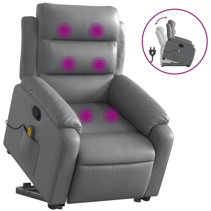 Fauteuil inclinable de massage Gris Similicuir - 2