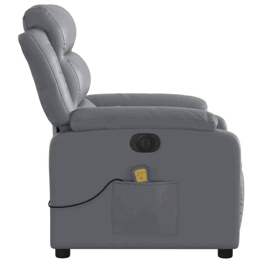 Fauteuil de massage inclinable électrique gris similicuir - 10