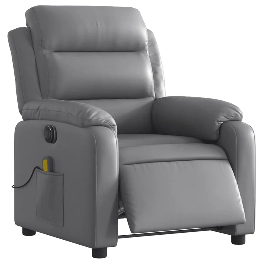 Fauteuil de massage inclinable électrique gris similicuir - 3