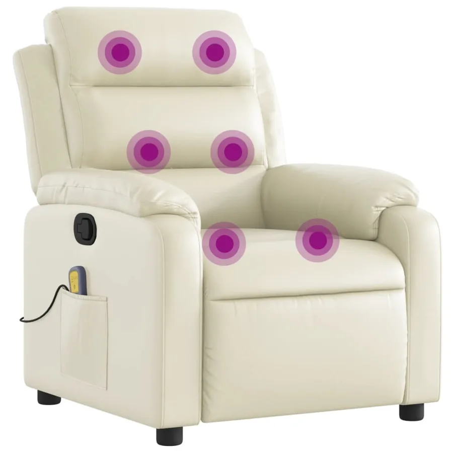 Fauteuil de massage inclinable crème similicuir - 2
